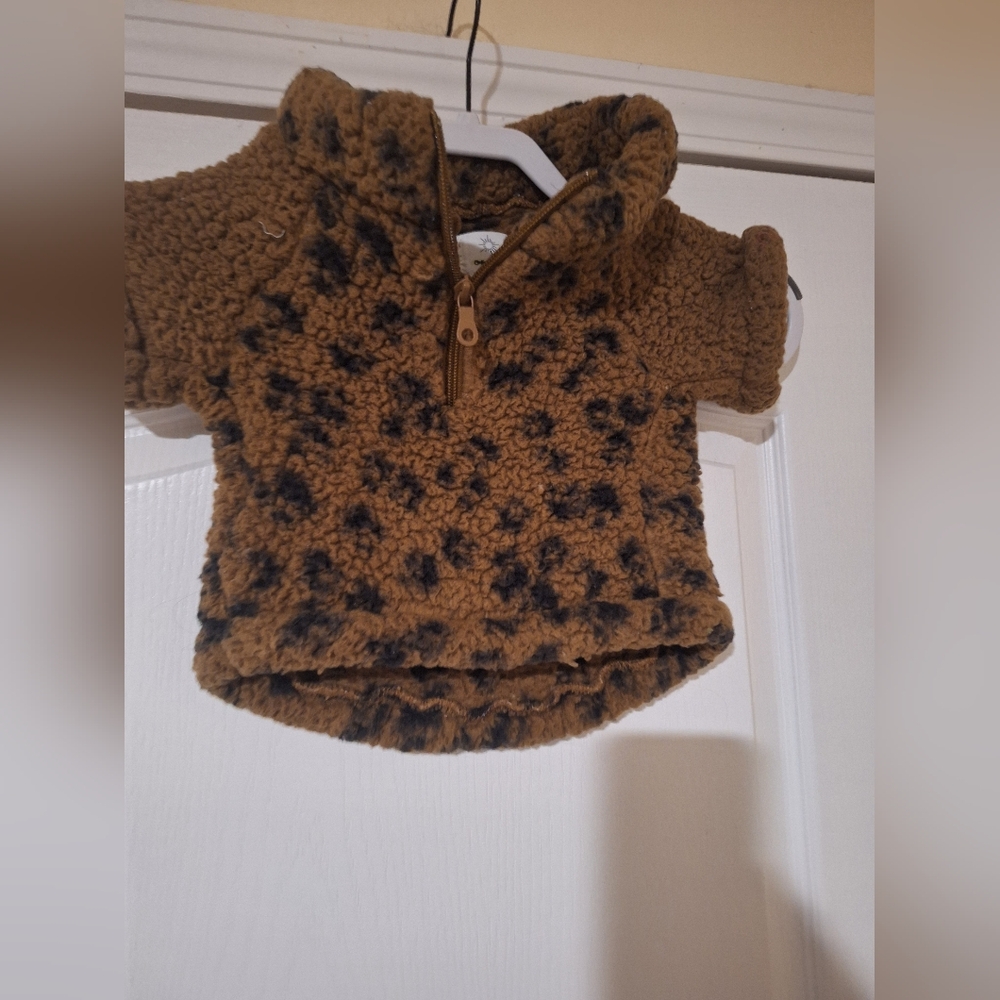 Cozy Brown and‎ Black Dog Fleece Jacket Aerie SMALL